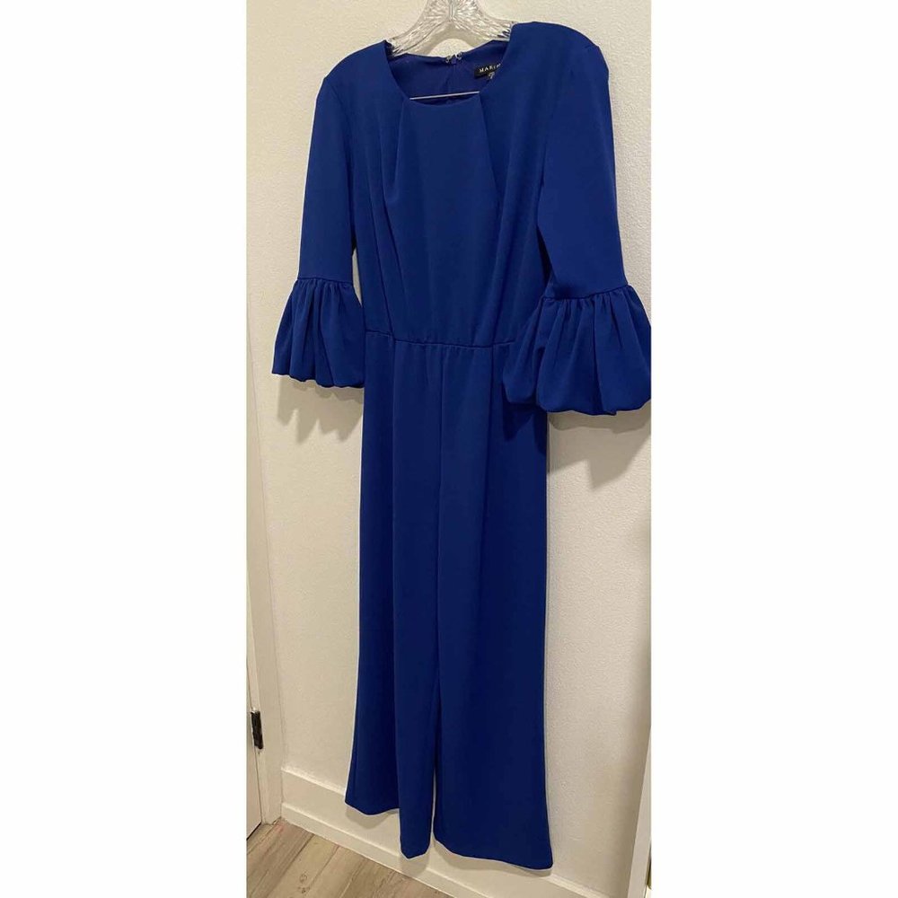 Marina Women's Bright Blue Jumpsuit Bell Sleeve Size 2 - Picture 5 of 6